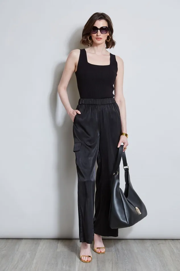 Outlet 8211 Women Bottoms Elie Tahari Silk Cargo Pant Noir