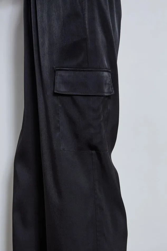 Outlet 8211 Women Bottoms Elie Tahari Silk Cargo Pant Noir