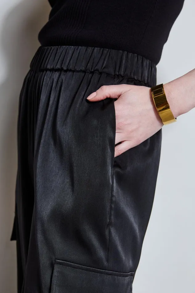 Outlet 8211 Women Bottoms Elie Tahari Silk Cargo Pant Noir