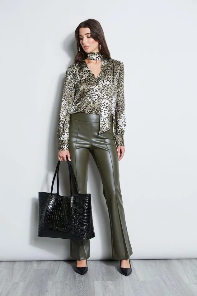 Outlet 8211 Women Bottoms Elie Tahari Vegan Leather Pant Olive
