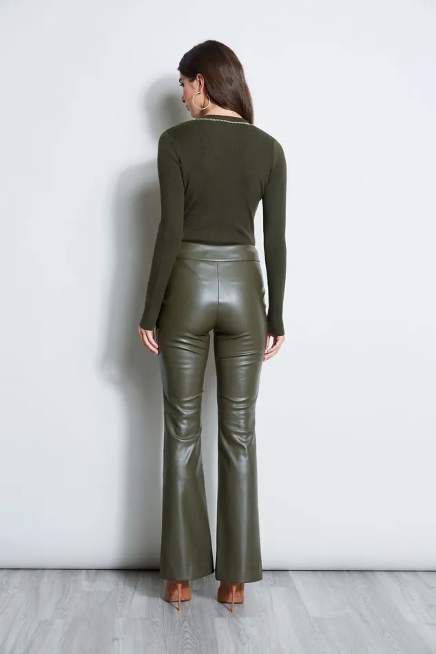 Outlet 8211 Women Bottoms Elie Tahari Vegan Leather Pant Olive