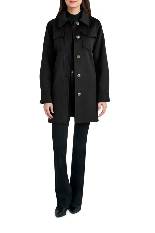 Outlet 8211 Women Coats Elie Tahari Tahari Wool Blend Utility Shirt Jacket Black
