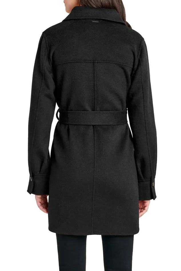 Outlet 8211 Women Coats Elie Tahari Tahari Wool Blend Utility Shirt Jacket Black