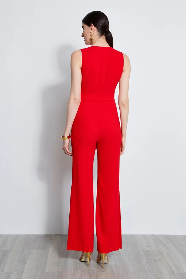 Outlet 8211 Women Dresses and Jumpsuits Elie Tahari Belted Slit Jumpsuit Berry