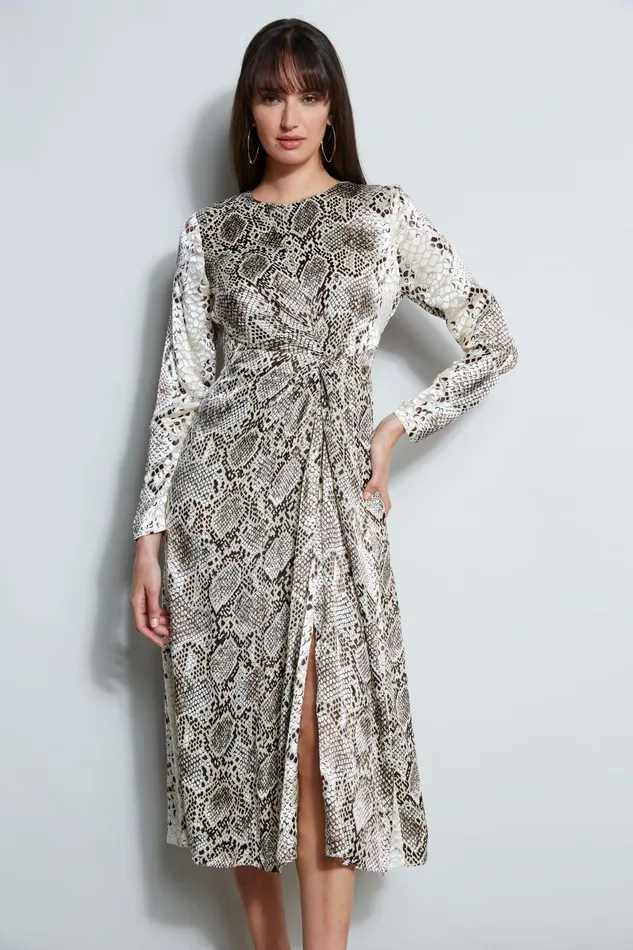 Outlet 8211 Women Dresses and Jumpsuits Elie Tahari Burnout Silk Python Dress Boa Burnout