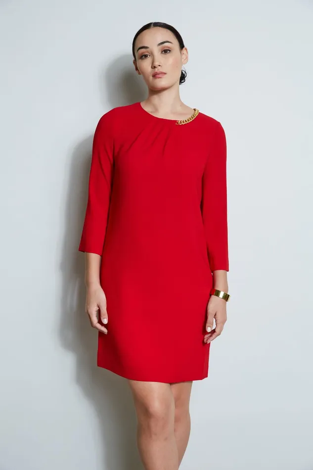 Outlet 8211 Women Dresses and Jumpsuits Elie Tahari Chain Shift Dress Flame Red