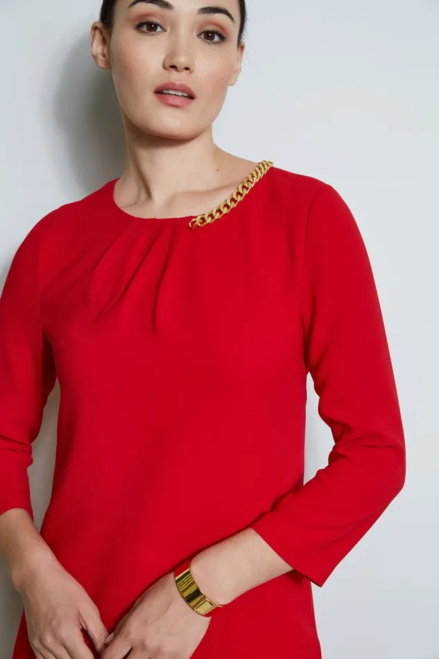 Outlet 8211 Women Dresses and Jumpsuits Elie Tahari Chain Shift Dress Flame Red