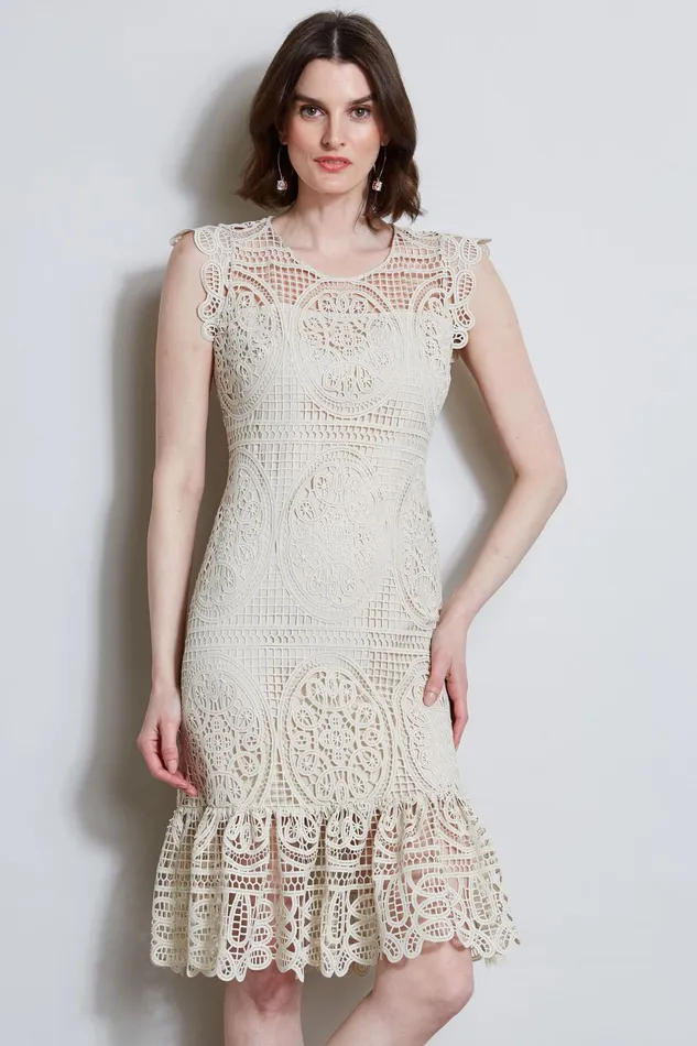 Outlet 8211 Women Dresses and Jumpsuits Elie Tahari Mosaic Lace Dress Flour