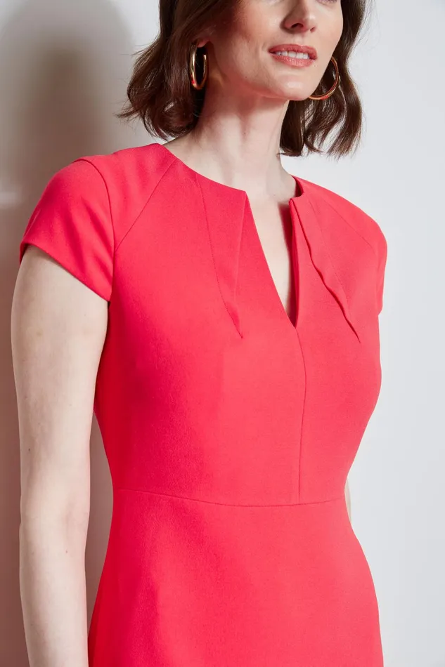 Outlet 8211 Women Dresses and Jumpsuits Elie Tahari Short Sleeve Dart Dress Wild Strawberry