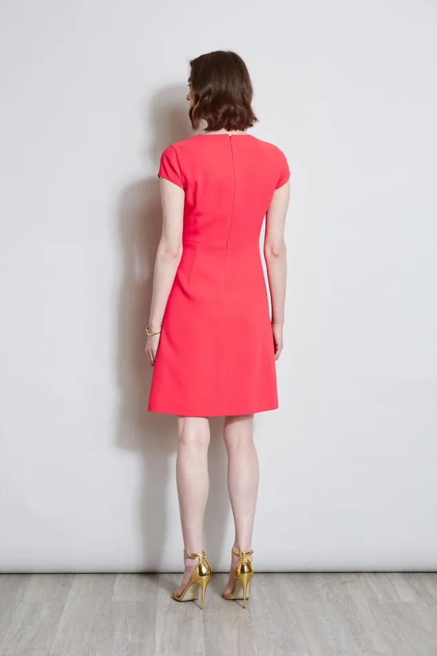 Outlet 8211 Women Dresses and Jumpsuits Elie Tahari Short Sleeve Dart Dress Wild Strawberry