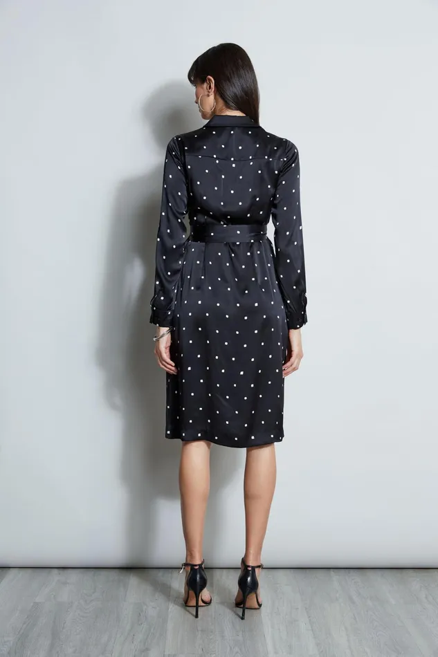Outlet 8211 Women Dresses and Jumpsuits Elie Tahari Silk Cube Dot Shirt Dress Blackfoam