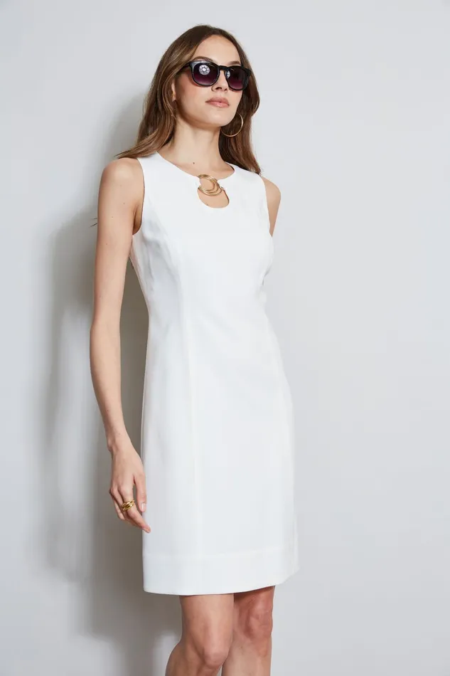 Outlet 8211 Women Dresses and Jumpsuits Elie Tahari Sleeveless Keyhole Ring Dress Foam