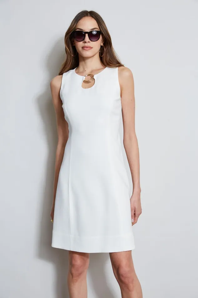 Outlet 8211 Women Dresses and Jumpsuits Elie Tahari Sleeveless Keyhole Ring Dress Foam