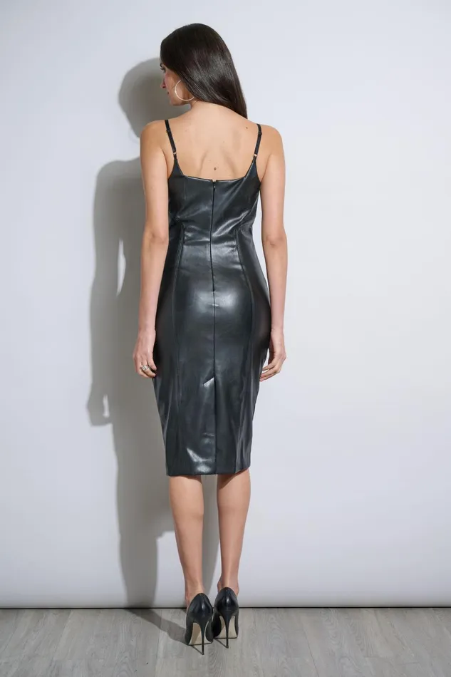 Outlet 8211 Women Dresses and Jumpsuits Elie Tahari Vegan Leather Dress Noir
