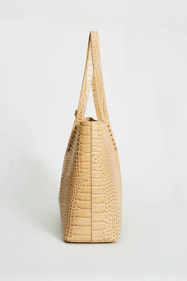 Outlet 8211 Women Handbags Elie Tahari Crocodile Embossed Leather Tote Camel