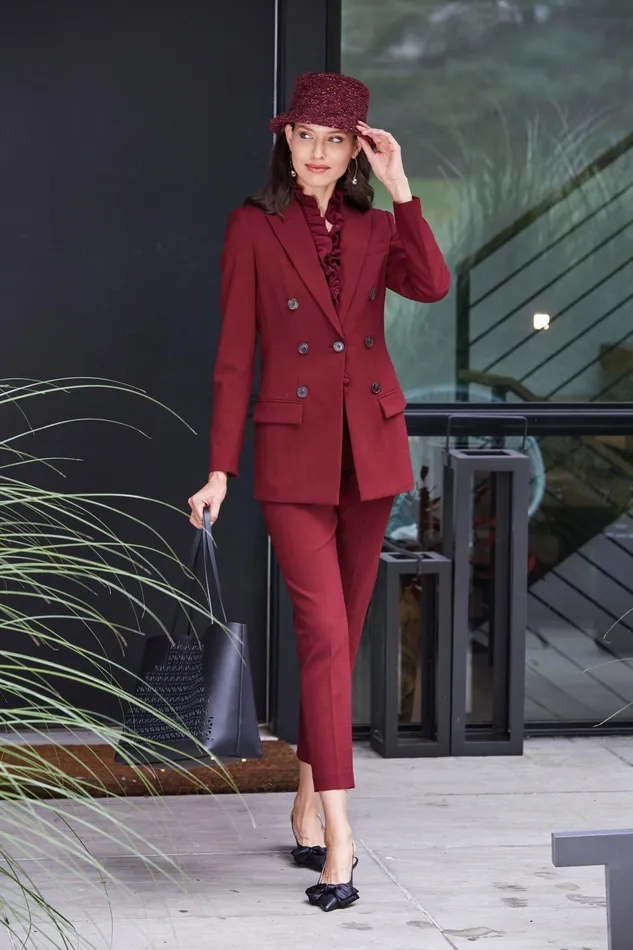 Outlet 8211 Women Jackets and Blazers Elie Tahari 7 Button Blazer Bordeaux