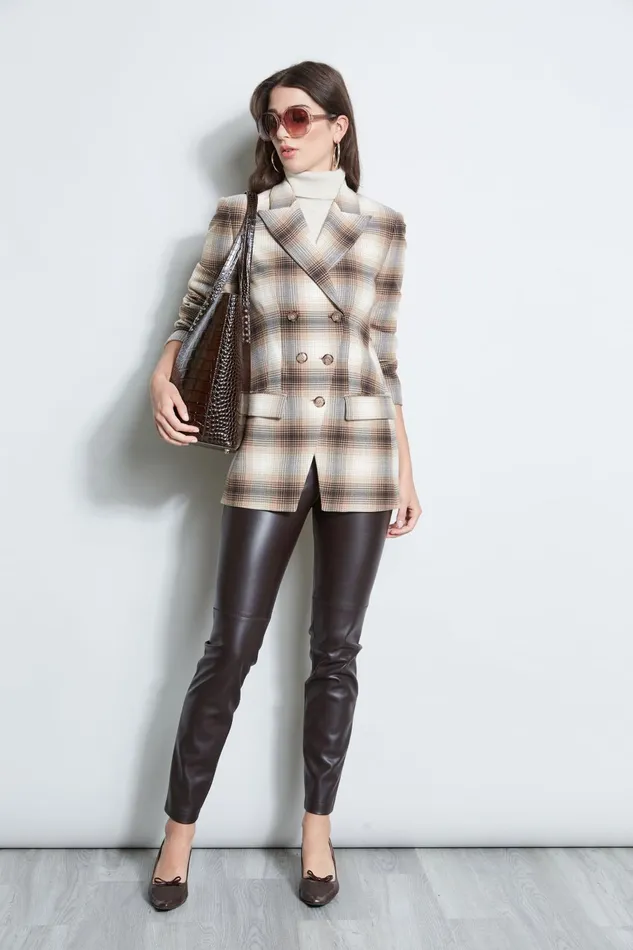 Outlet 8211 Women Jackets and Blazers Elie Tahari Double Breasted Ombre Plaid Blazer Multi
