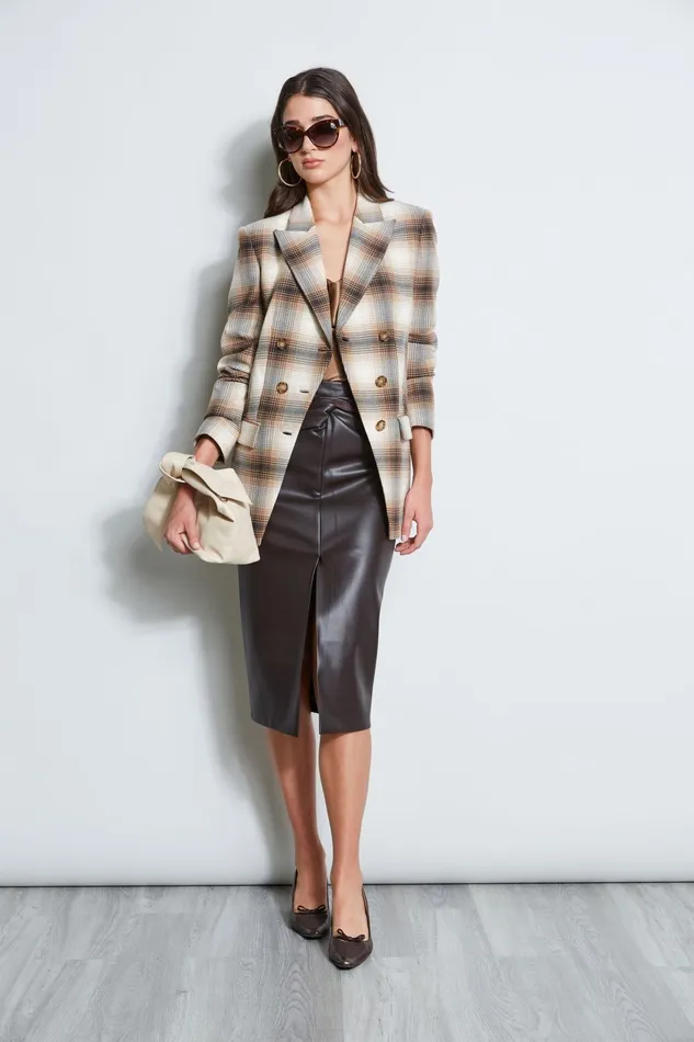 Outlet 8211 Women Jackets and Blazers Elie Tahari Double Breasted Ombre Plaid Blazer Multi
