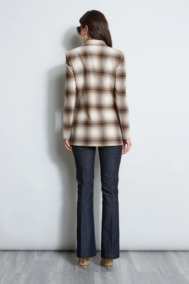 Outlet 8211 Women Jackets and Blazers Elie Tahari Double Breasted Ombre Plaid Blazer Multi