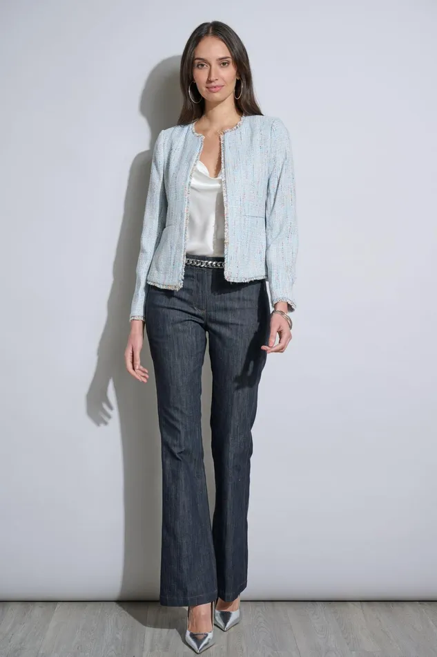 Outlet 8211 Women Jackets and Blazers Elie Tahari Fringe Edge Tweed Jacket Gabby Tweed