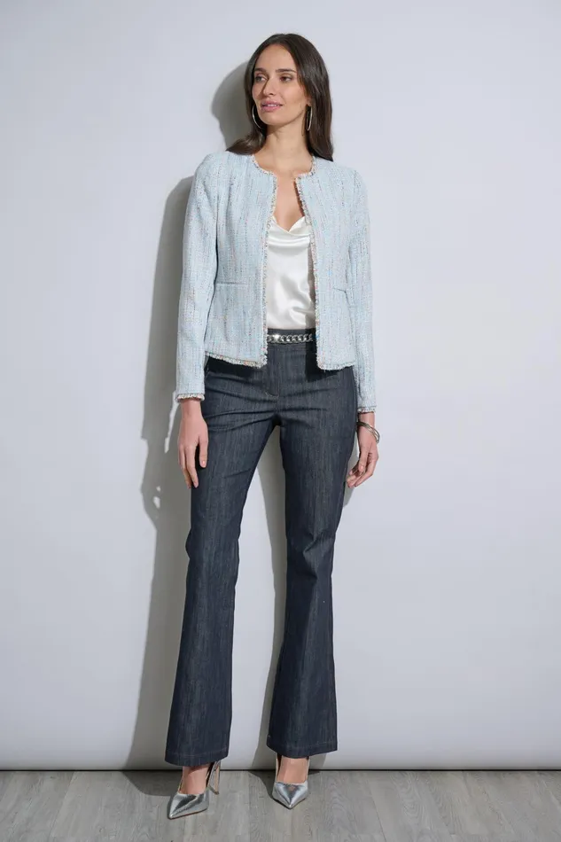 Outlet 8211 Women Jackets and Blazers Elie Tahari Fringe Edge Tweed Jacket Gabby Tweed