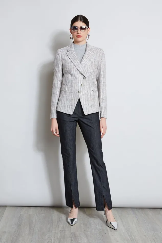 Outlet 8211 Women Jackets and Blazers Elie Tahari Metallic Tweed 3 Button Blazer Multi