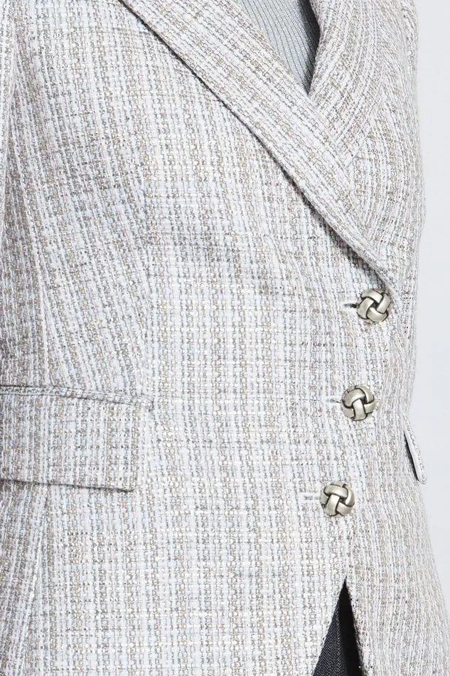 Outlet 8211 Women Jackets and Blazers Elie Tahari Metallic Tweed 3 Button Blazer Multi