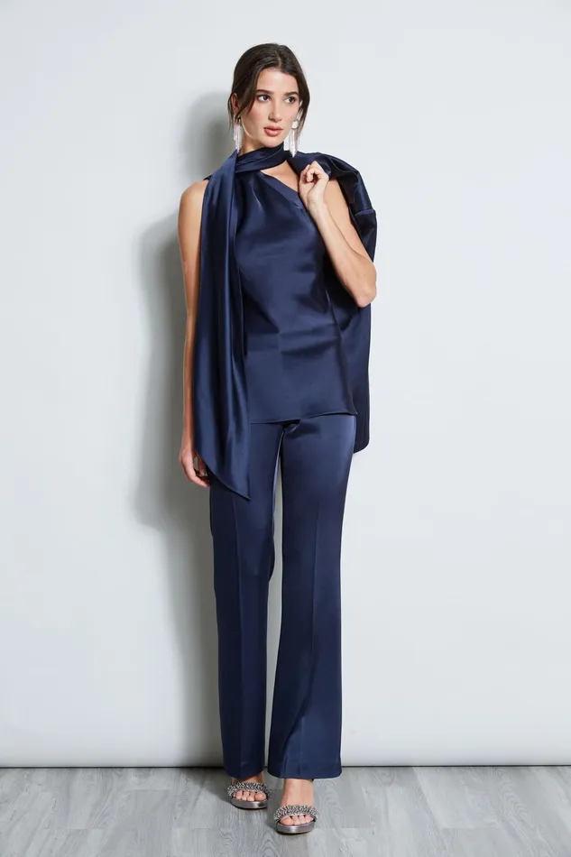 Outlet 8211 Women Jackets and Blazers Elie Tahari Satin Boyfriend Blazer Midnight