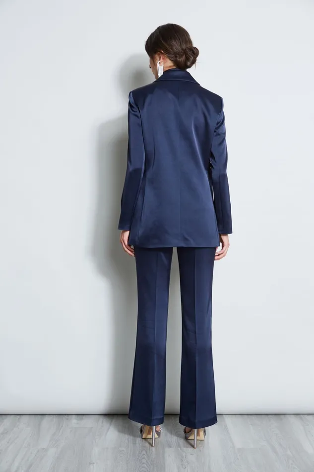Outlet 8211 Women Jackets and Blazers Elie Tahari Satin Boyfriend Blazer Midnight