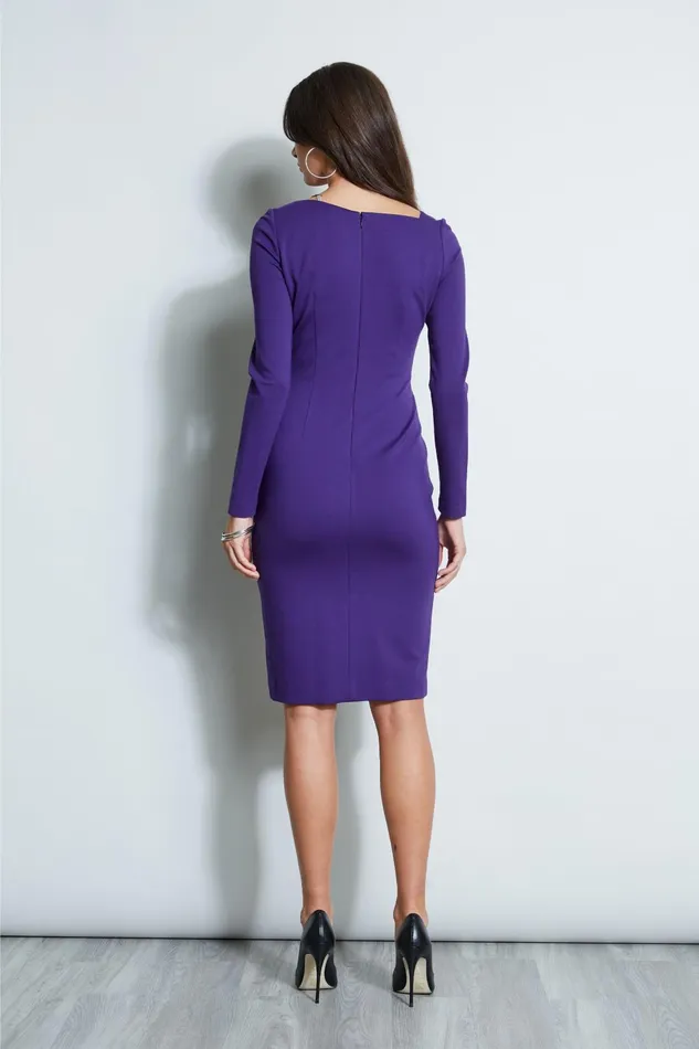 Outlet 8211 Women Long Sleeve Dresses Elie Tahari Asymmetric Knit Dress Winter Plum