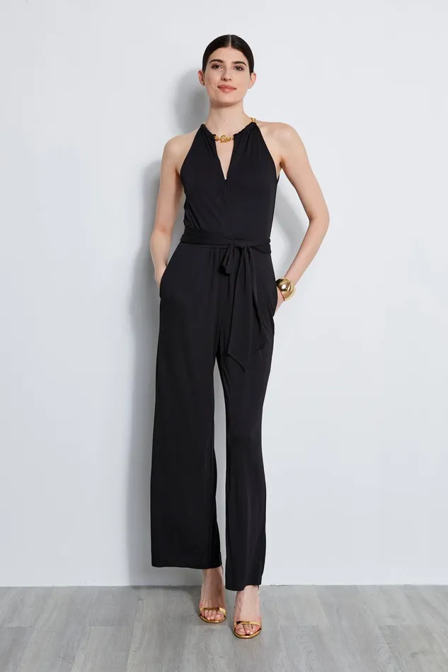 Outlet 8211 Women Maxi Dresses Elie Tahari Chain Jersey Jumpsuit Black
