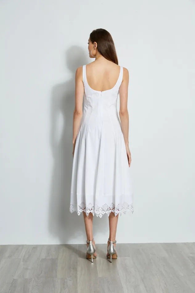 Outlet 8211 Women Sleeveless Dresses Elie Tahari Cotton Poplin Square Neck Dress White