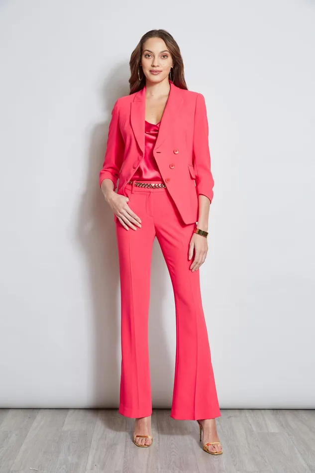 Outlet 8211 Women Suiting Elie Tahari 3 Button Ruched Sleeve Blazer Wild Strawberry