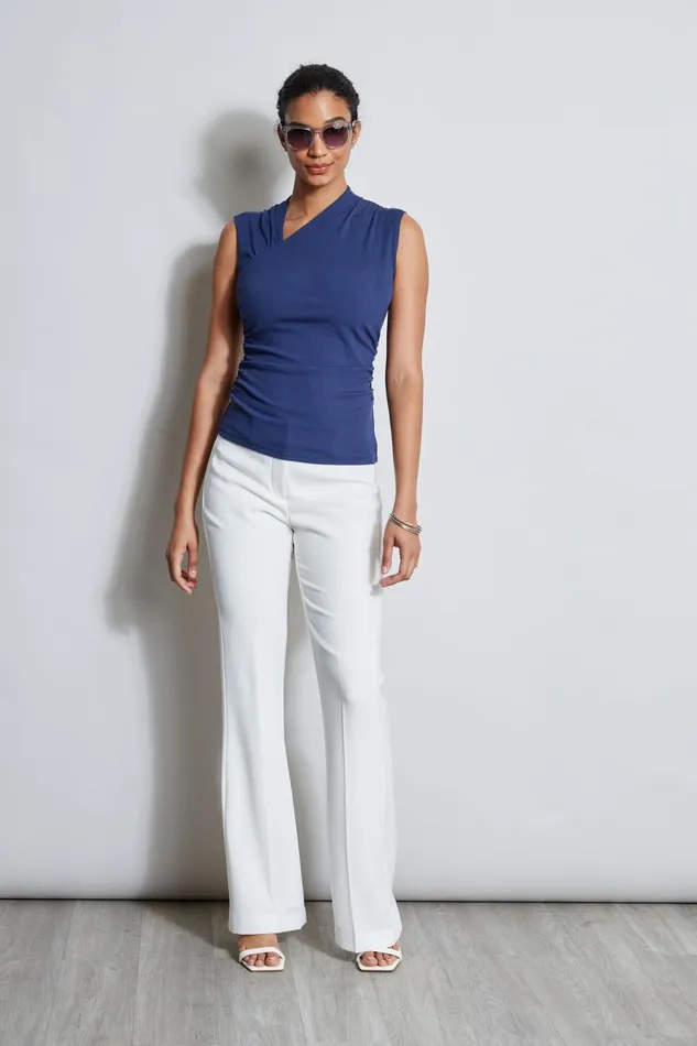 Outlet 8211 Women Tops Elie Tahari Asymmetric Rib Knit Slate Blue
