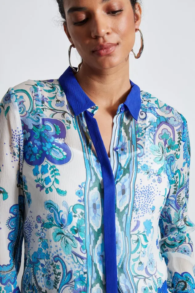 Outlet 8211 Women Tops Elie Tahari Calypso Scarf Silk Shirt Multi