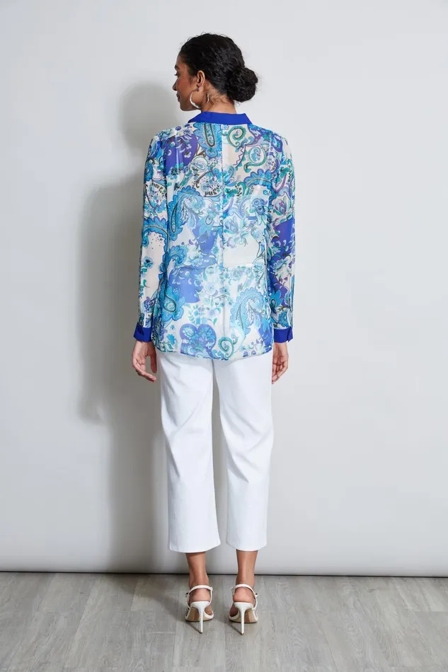 Outlet 8211 Women Tops Elie Tahari Calypso Scarf Silk Shirt Multi