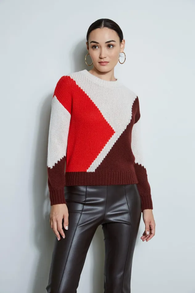 Outlet 8211 Women Tops Elie Tahari Cashmere Colorblock Sweater Stone Colorblock