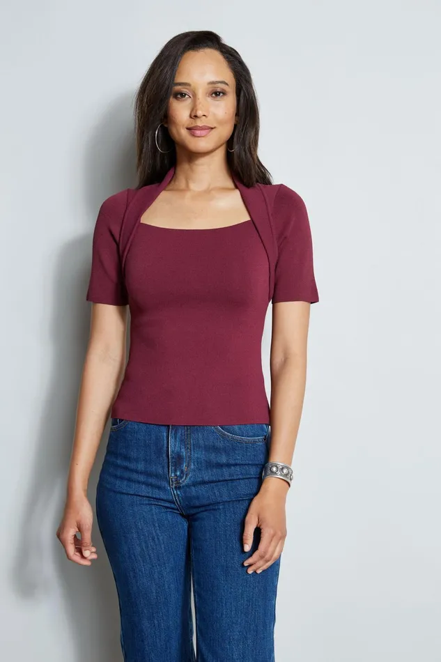 Outlet 8211 Women Tops Elie Tahari Contour Sweater Cranberry