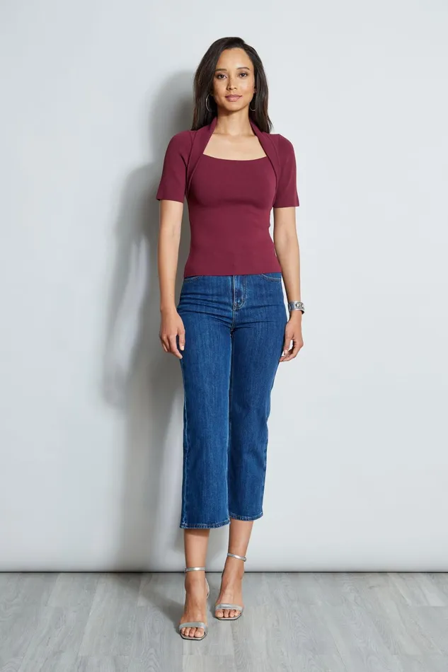 Outlet 8211 Women Tops Elie Tahari Contour Sweater Cranberry