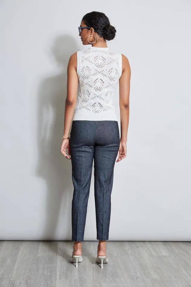 Outlet 8211 Women Tops Elie Tahari Crochet Cotton Sweater Tank Pearl