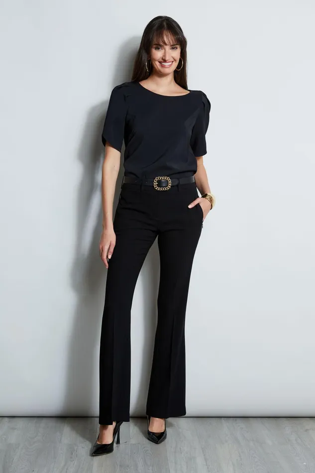 Outlet 8211 Women Tops Elie Tahari Pleat Sleeve Shirt Black