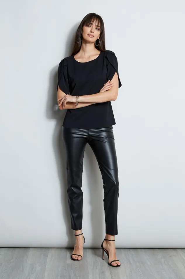 Outlet 8211 Women Tops Elie Tahari Pleat Sleeve Shirt Black