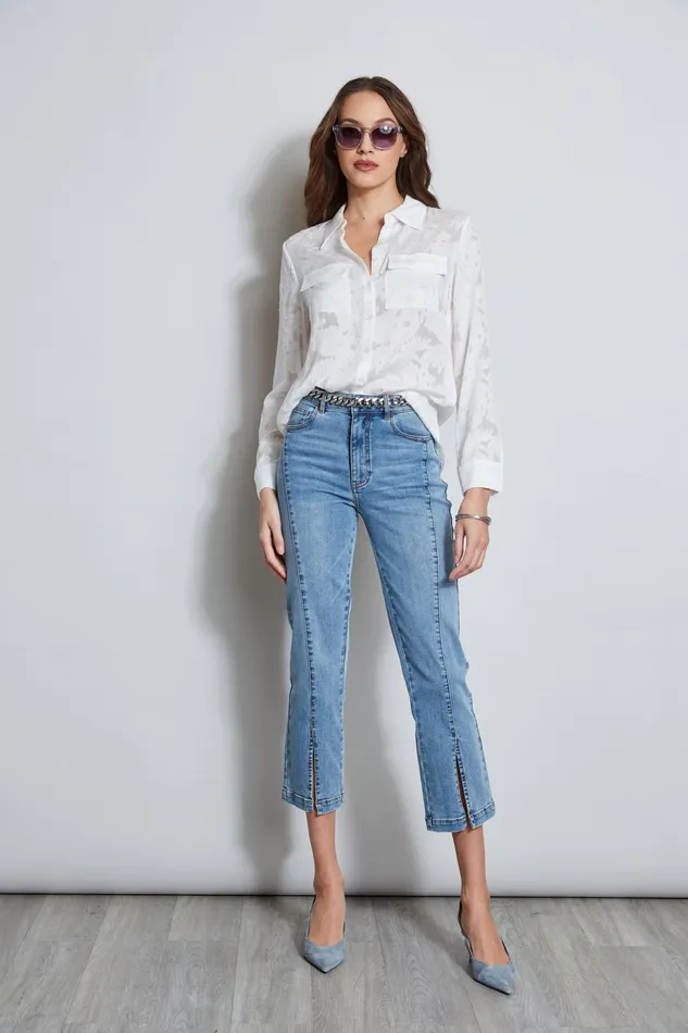 Outlet 8211 Women Tops Elie Tahari Silk Jacquard Utility Shirt Foam