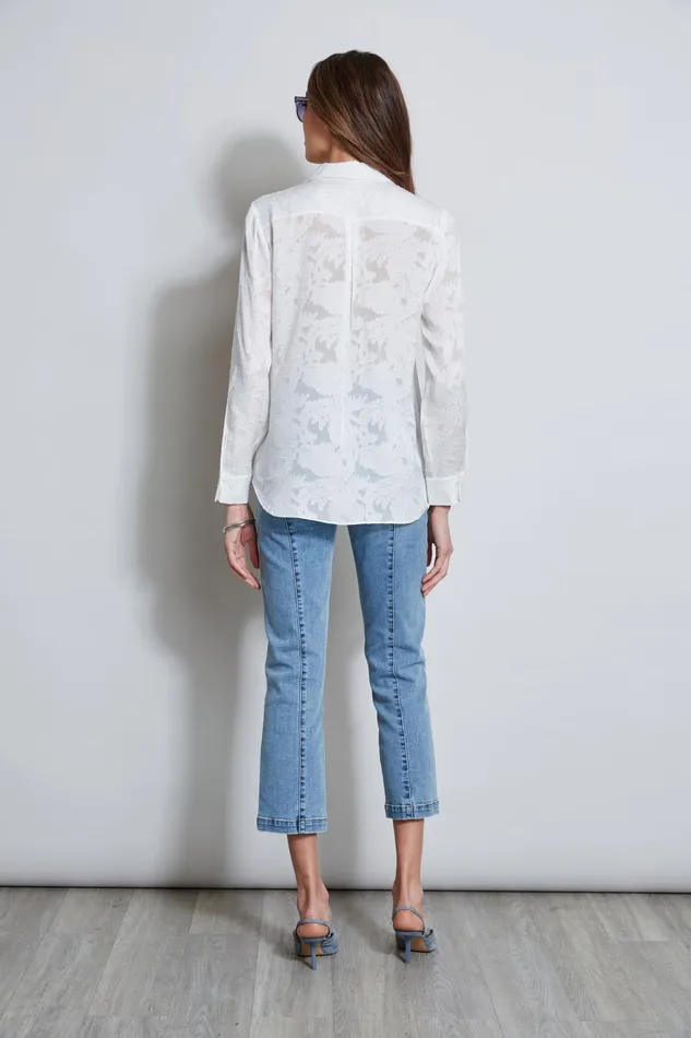Outlet 8211 Women Tops Elie Tahari Silk Jacquard Utility Shirt Foam