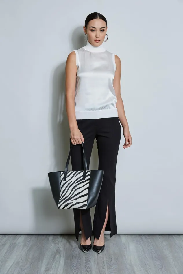 Outlet 8211 Women Tops Elie Tahari Sleeveless Satin Front Sweater Snow