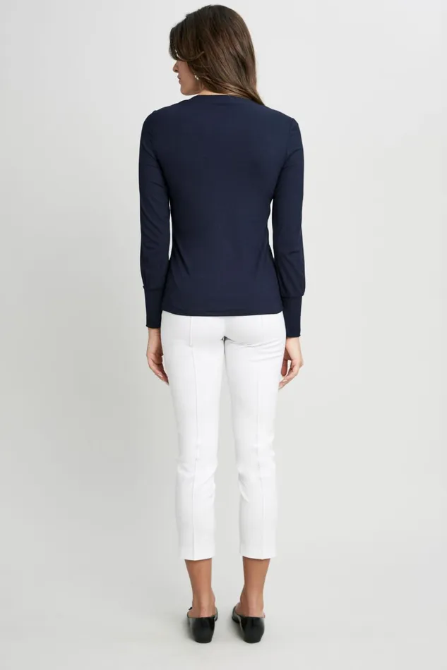 Outlet 8211 Women Tops Elie Tahari Straight Neck Ribbed Knit Ink