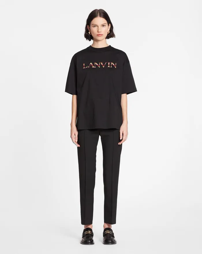 Oversized Embroidered Curb Tshirt Black Women Lanvin TShirts and Sweatshirts