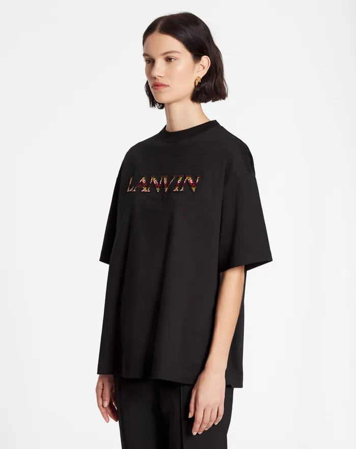 Oversized Embroidered Curb Tshirt Black Women Lanvin TShirts and Sweatshirts