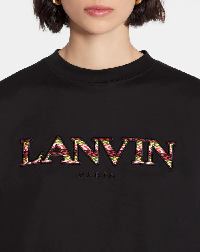 Oversized Embroidered Curb Tshirt Black Women Lanvin TShirts and Sweatshirts