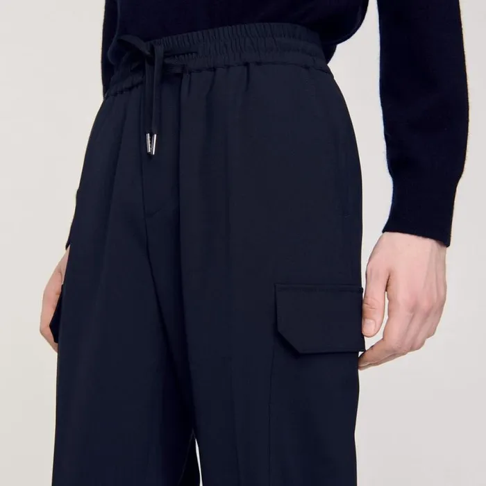 Pants and Shorts Men SANDRO Cargo Trousers Blue Prusse